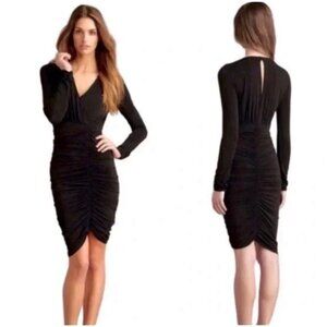 BCBGMAXAZRIA Dalton Dress M Medium Black Open Back Stretch Long Sleeve